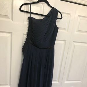 Navy Blue bridesmaids dress with black satin sash